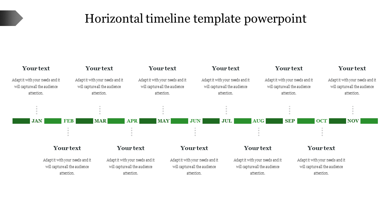 horizontal timeline template powerpoint-Green